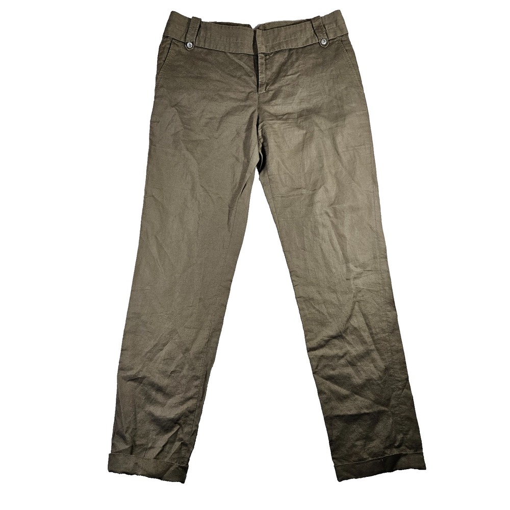 Comptoir des Cotonniers Olive‎ Cotton Linen Cinch Back French Style Pants Sz 38